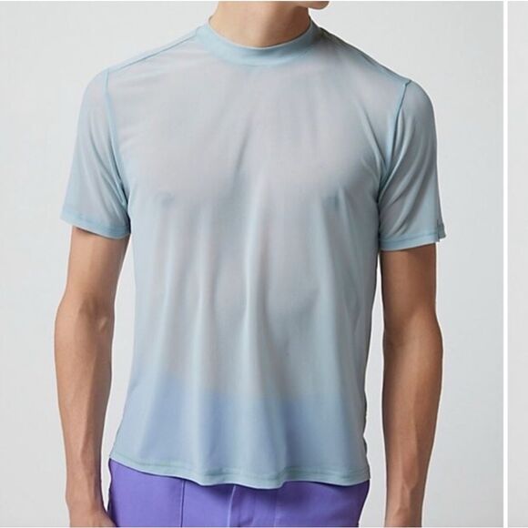 Bobble Haus Urban Outfitters Men’s Size Large Sheer Mesh Sky Blue T Shirt - Picture 1 of 7